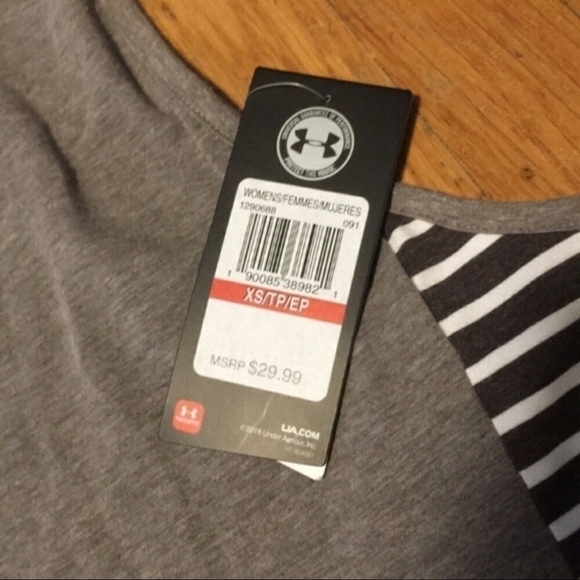 NWT Under Armor Gray Striped Active wear Tank Top - Picture 5 of 6